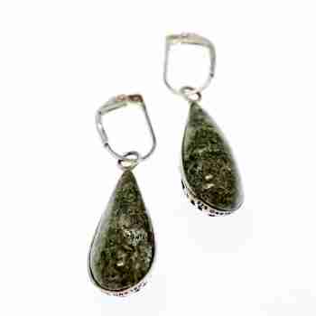Sky Jewelry Серебряные серьги 925 пробы с зеленой  Яшмой
