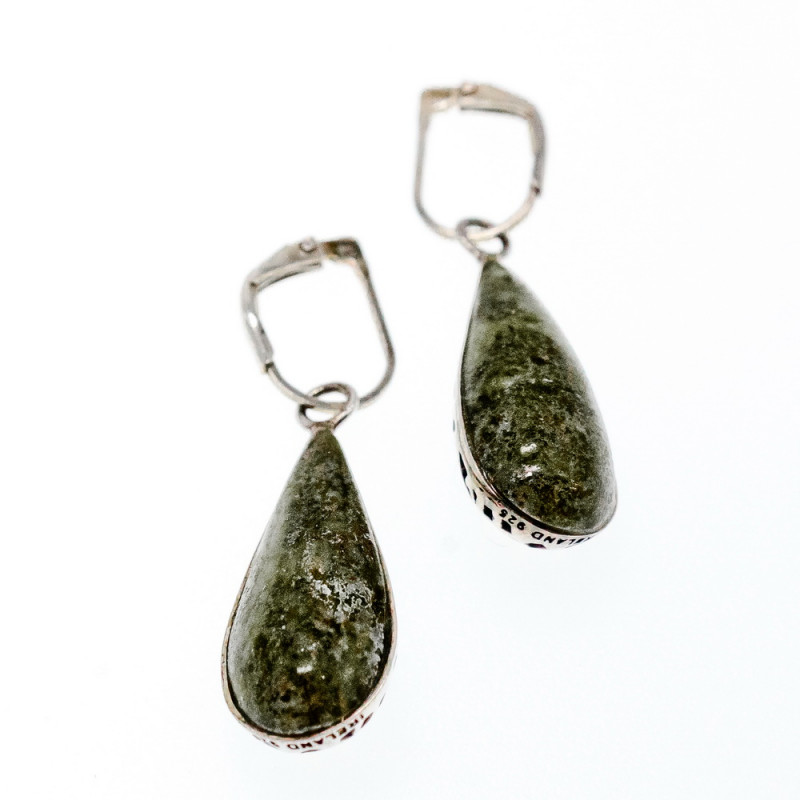 Sky Jewelry Серебряные серьги 925 пробы с зеленой  Яшмой