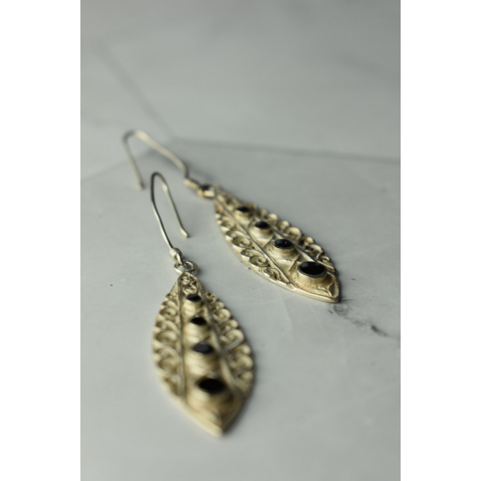 Sky Jewelry Винтажные Серебряные серьги 925 пробы со вставками из Черного Агата