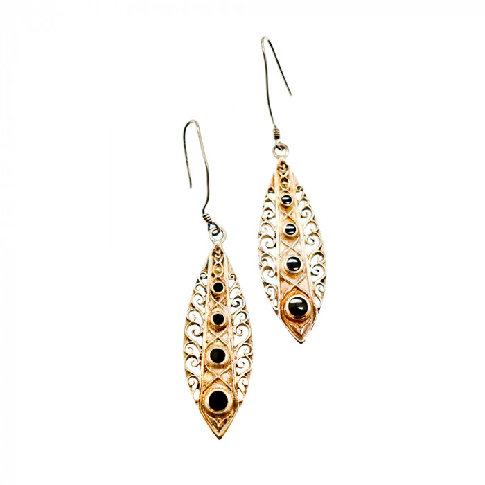 Sky Jewelry Винтажные Серебряные серьги 925 пробы со вставками из Черного Агата