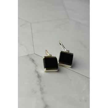 Sky Jewelry Серебряные серьги с черным нефритом 925 проба  *Тайна