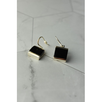 Sky Jewelry Серебряные серьги с черным нефритом 925 проба  *Тайна