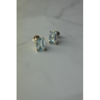 Sky Jewelry Серьги-гвоздики  серебряные с голубой Шпинелью