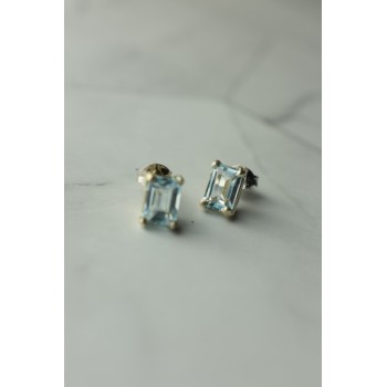 Sky Jewelry Серьги-гвоздики  серебряные с голубой Шпинелью