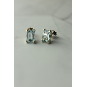 Sky Jewelry Серьги-гвоздики  серебряные с голубой Шпинелью