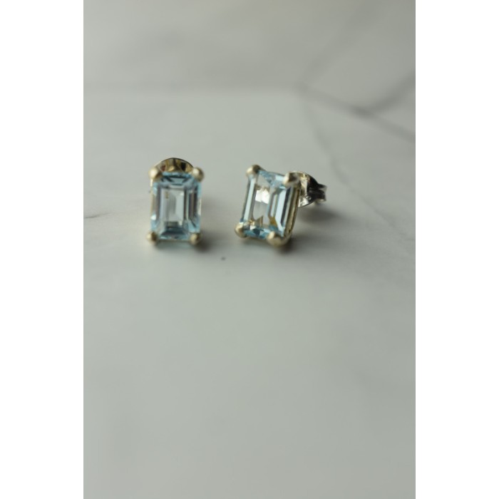 Sky Jewelry Серьги-гвоздики  серебряные с голубой Шпинелью