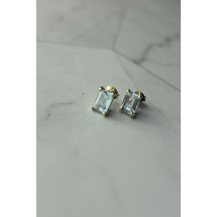 Sky Jewelry Серьги-гвоздики  серебряные с голубой Шпинелью