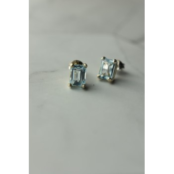 Sky Jewelry Серьги-гвоздики  серебряные с голубой Шпинелью