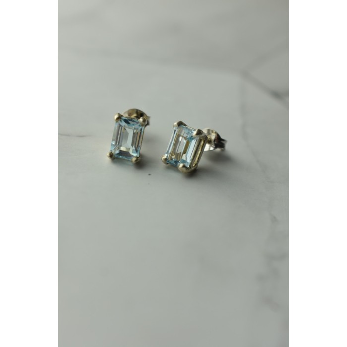 Sky Jewelry Серьги-гвоздики  серебряные с голубой Шпинелью