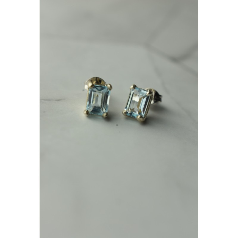 Sky Jewelry Серьги-гвоздики  серебряные с голубой Шпинелью