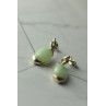Sky Jewelry Серебряные серьги с зеленым  нефритом 925 проба  *Блаженство