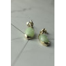 Sky Jewelry Серебряные серьги с зеленым  нефритом 925 проба  *Блаженство