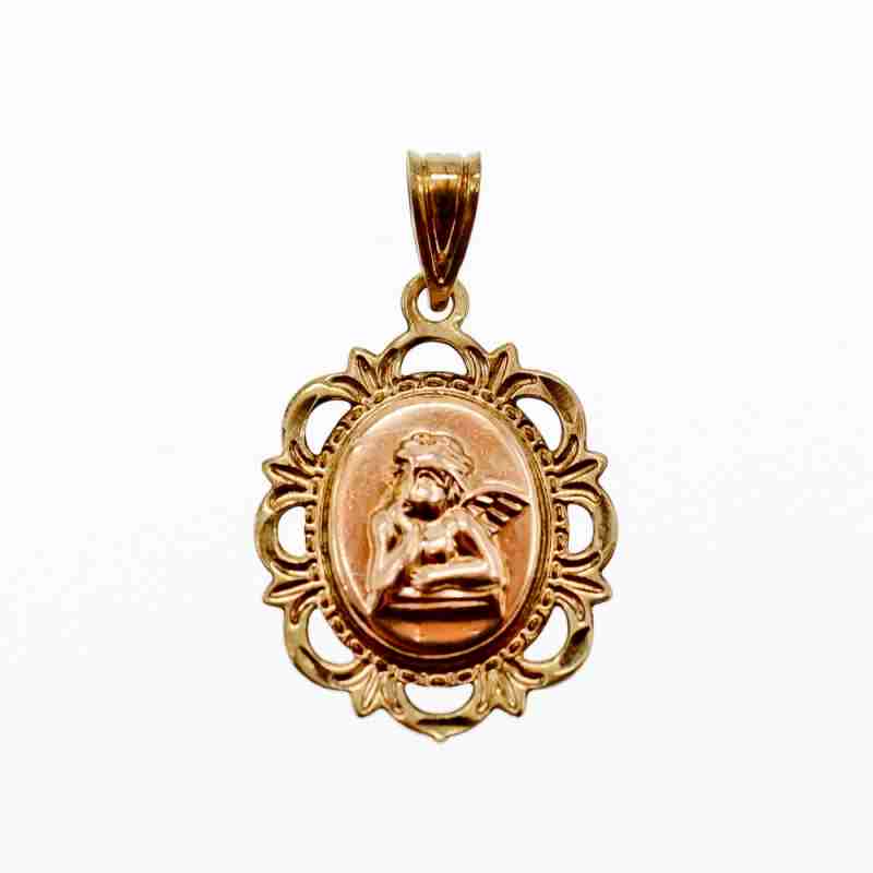 Sky Jewelry Золотая цепочка с ладанкой *Ангел-Хранитель*  14К (585 проба)