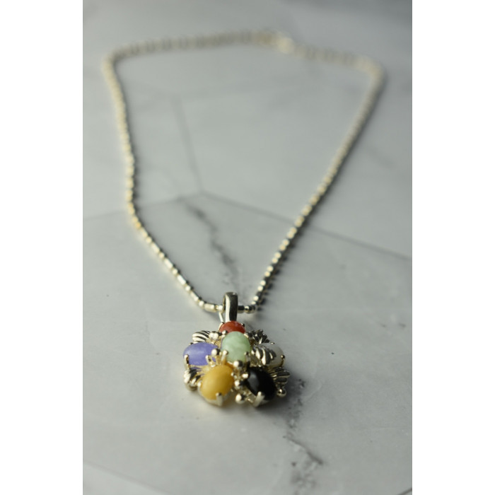 Sky Jewelry Серебряная цепочка с кулоном  *Поделочные Камни*