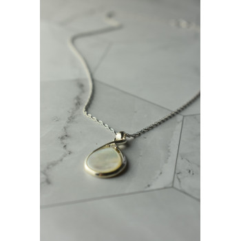 Sky Jewelry Серебряная цепочка с кулоном  Перламутр и бесцветный Кварц