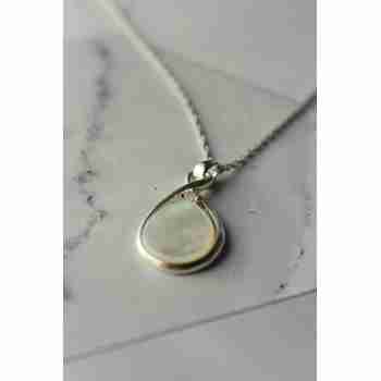 Sky Jewelry Серебряная цепочка с кулоном  Перламутр и бесцветный Кварц