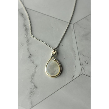 Sky Jewelry Серебряная цепочка с кулоном  Перламутр и бесцветный Кварц