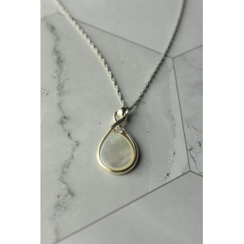 Sky Jewelry Серебряная цепочка с кулоном  Перламутр и бесцветный Кварц
