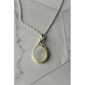 Sky Jewelry Серебряная цепочка с кулоном  Перламутр и бесцветный Кварц