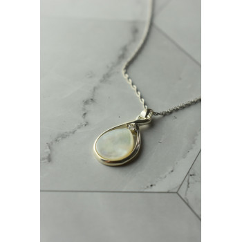 Sky Jewelry Серебряная цепочка с кулоном  Перламутр и бесцветный Кварц