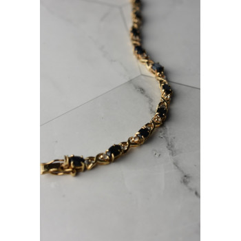 Sky Jewelry Серебряный браслет в позолоте 925 пробы с камнями Сапфир и Гошенит (берилл)