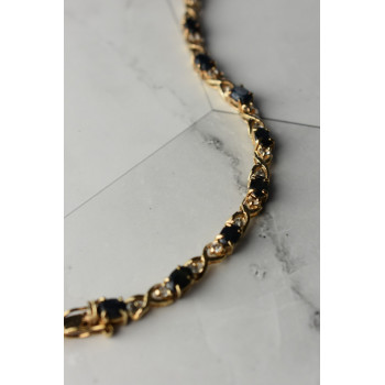 Sky Jewelry Серебряный браслет в позолоте 925 пробы с камнями Сапфир и Гошенит (берилл)