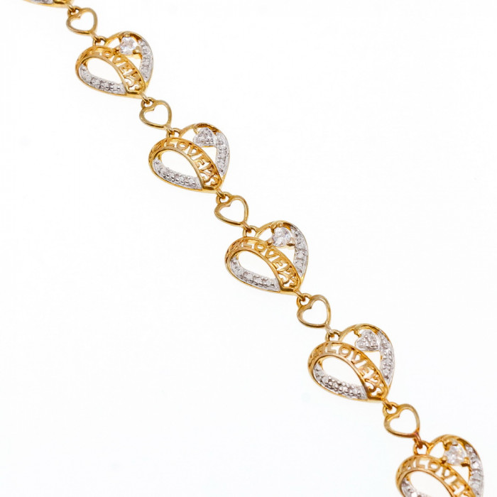 Sky Jewelry Серебряный браслет в позолоте 925 пробы с фианитами *LOVE