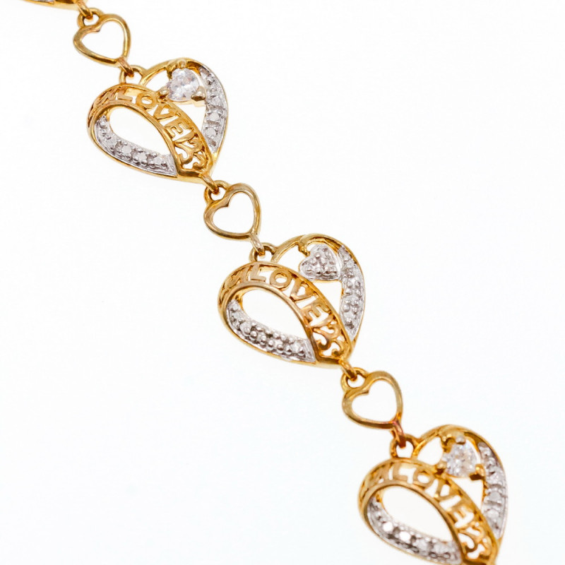 Sky Jewelry Серебряный браслет в позолоте 925 пробы с фианитами *LOVE