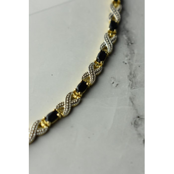 Sky Jewelry Серебряный браслет в позолоте 925 пробы с камнями Сапфир