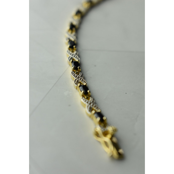 Sky Jewelry Серебряный браслет в позолоте 925 пробы с камнями Сапфир