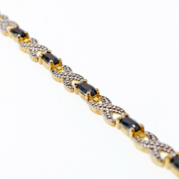 Sky Jewelry Серебряный браслет в позолоте 925 пробы с камнями Сапфир