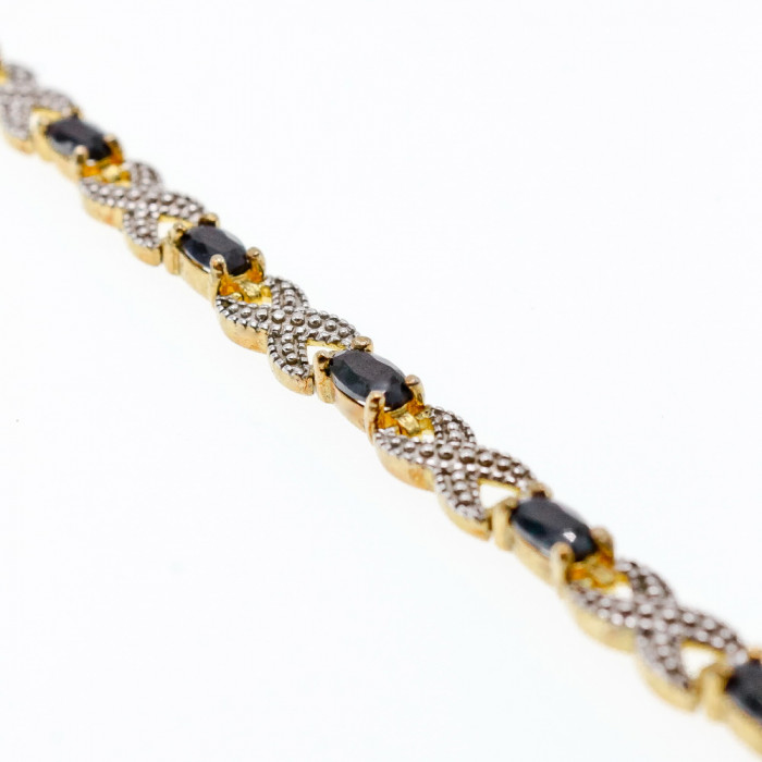 Sky Jewelry Серебряный браслет в позолоте 925 пробы с камнями Сапфир