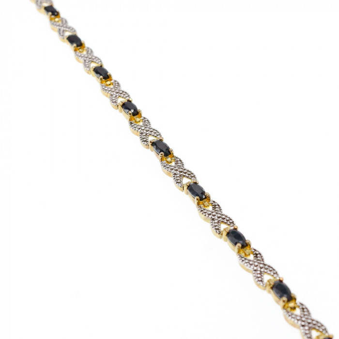 Sky Jewelry Серебряный браслет в позолоте 925 пробы с камнями Сапфир