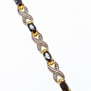 Sky Jewelry Серебряный браслет в позолоте 925 пробы с камнями Сапфир