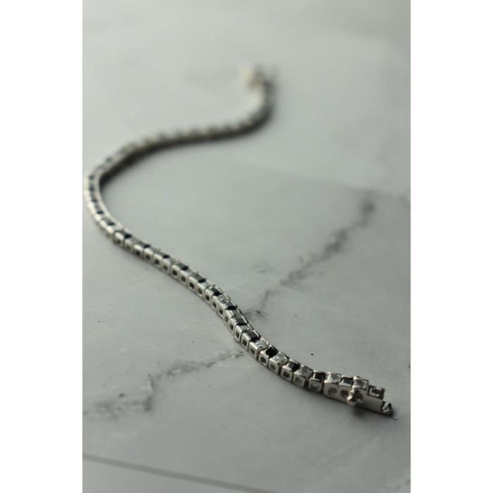 Sky Jewelry Серебряный браслет с камнями черная Шпинель и Гошенит (берилл)