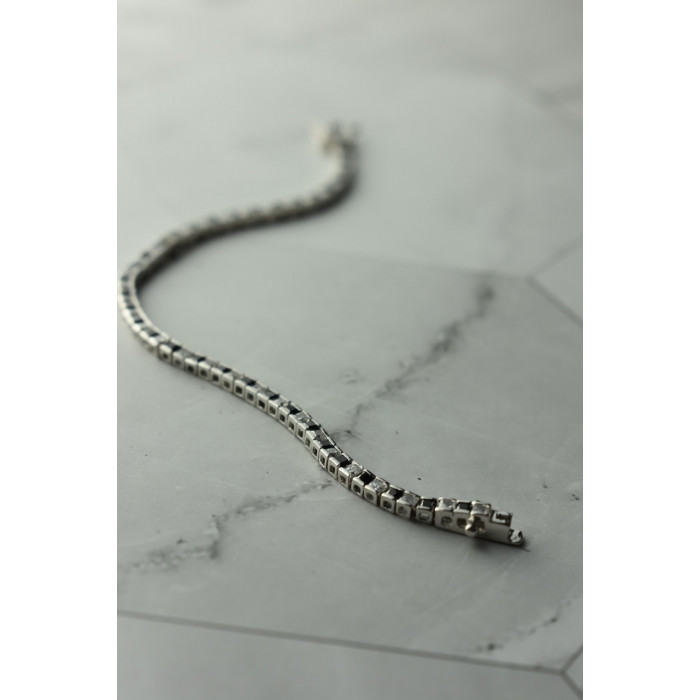 Sky Jewelry Серебряный браслет с камнями черная Шпинель и Гошенит (берилл)