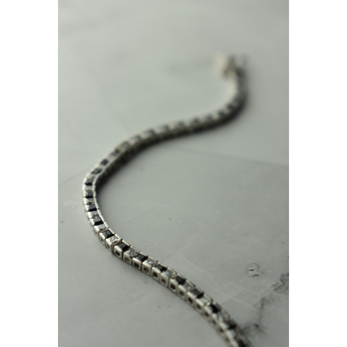 Sky Jewelry Серебряный браслет с камнями черная Шпинель и Гошенит (берилл)