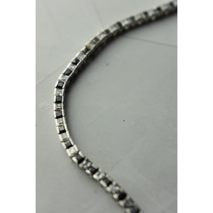 Sky Jewelry Серебряный браслет с камнями черная Шпинель и Гошенит (берилл)