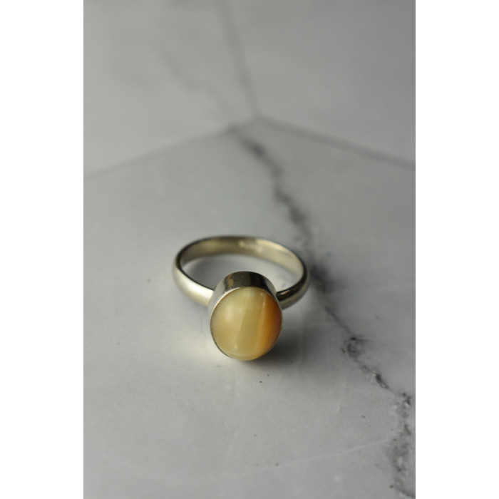 Sky Jewelry Серебряное кольцо 925 пробы с Желтым Янтарем