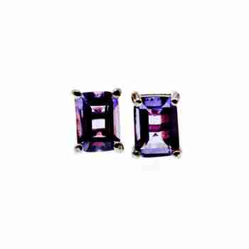 Sky Jewelry Серебряные серьги-гвоздики с камнем аметист