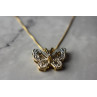 Sky Jewelry Серебряная цепочка с кулоном Бабочка с Бриллиантом в позолоте Italy