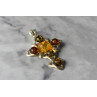 Sky Jewelry Серебряный кулон 925 проба с разноцветным Янтарем