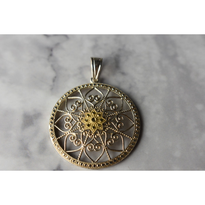 Sky Jewelry Серебряный кулон со вставками из Золота   *Женственность*