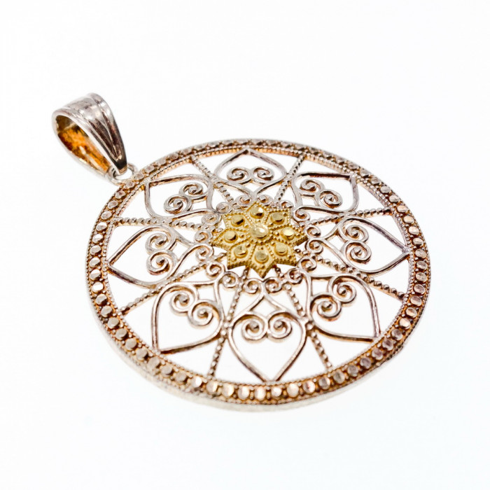 Sky Jewelry Серебряный кулон со вставками из Золота   *Женственность*