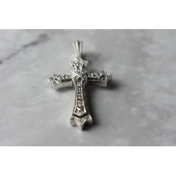 Sky Jewelry Серебряный крестик 925 проба с маленькими Бриллиантами 0,01 карат