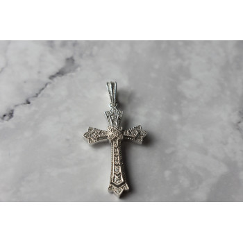 Sky Jewelry Серебряный крестик 925 проба с маленькими Бриллиантами 0,01 карат