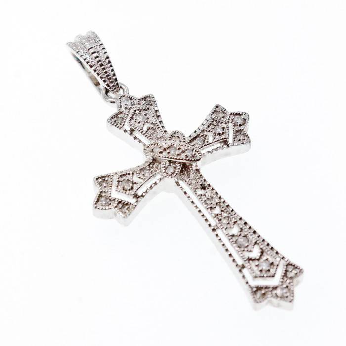 Sky Jewelry Серебряный крестик 925 проба с маленькими Бриллиантами 0,01 карат