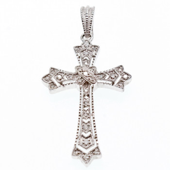 Sky Jewelry Серебряный крестик 925 проба с маленькими Бриллиантами 0,01 карат