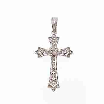 Sky Jewelry Серебряный крестик 925 проба с маленькими Бриллиантами 0,01 карат