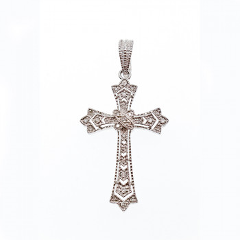 Sky Jewelry Серебряный крестик 925 проба с маленькими Бриллиантами 0,01 карат